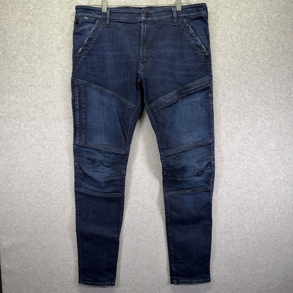 G-Star RAW Other - G-Star Raw Rackam 3D Skinny Jeans Mens 38x34 Blue Slim Stretch Denim Moto Biker